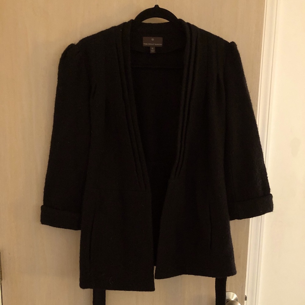 Fenn Wright Manson 100% Wool Black Wrap Jacket M